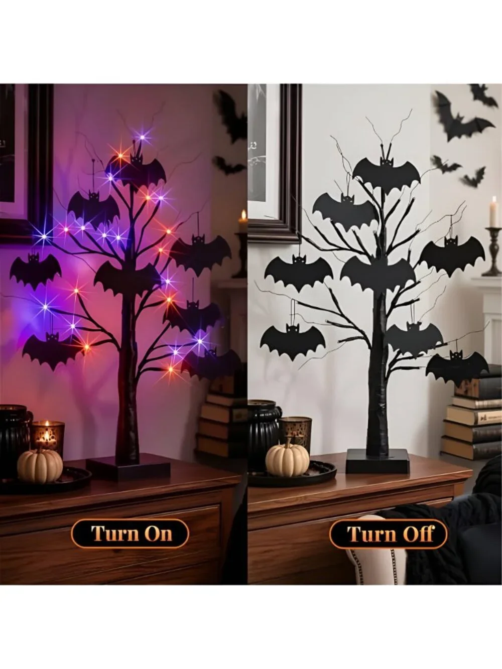 Halloween Decorations Indoor, 2 Pack 24 Inch Black Halloween Tree